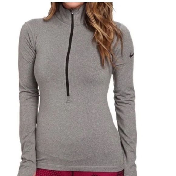 Nike Pro Hyperwarm Fitted Half-Zip Jacket Women’s Medium Gray DriFit - Picture 1 of 10